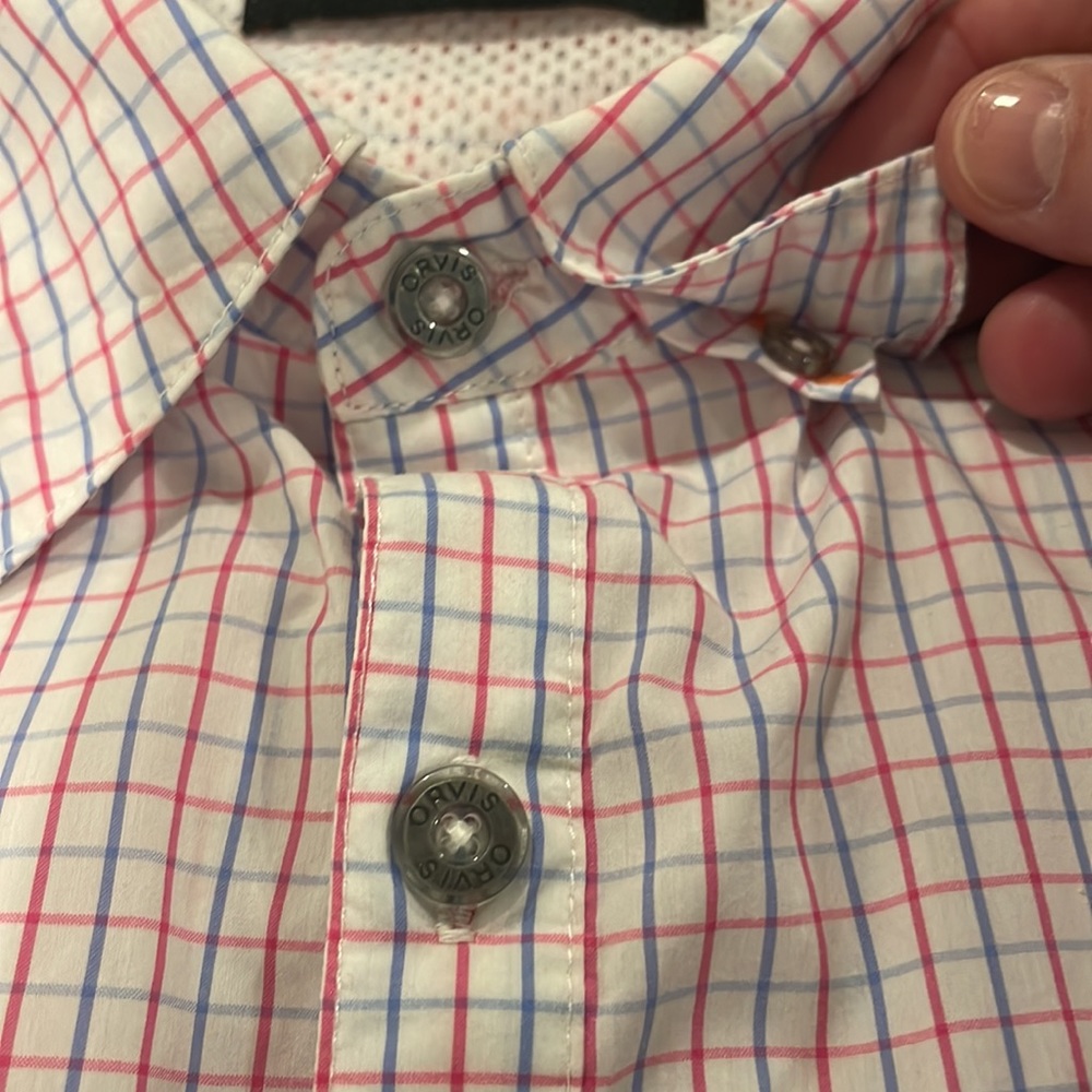 Orvis SS Tech LS Shirt White/Blue/Pink Medium - Picture 9 of 15